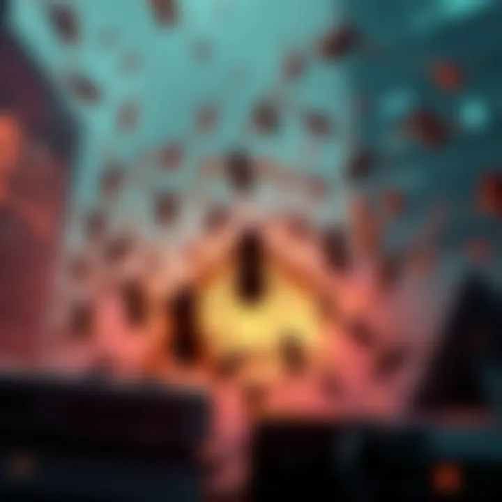 A chaotic scene illustrating a swarm of cyber hornets around a computer, symbolizing chaos in technology discussions.