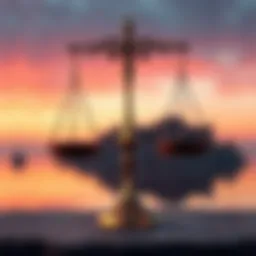 A pair of scales symbolizing balance, set against a serene background, representing harmony in decision-making.