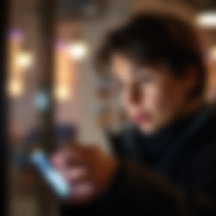 A person looking concerned while reading a suspicious text message about a verification code on their smartphone.