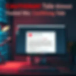 A computer screen displaying a suspicious email with red flags like unusual sender address and warning signs, symbolizing the importance of vigilance against scams.