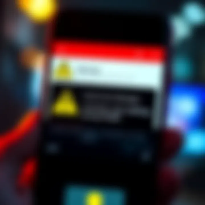 A phone screen showing identical scam messages about verification codes with a warning sign