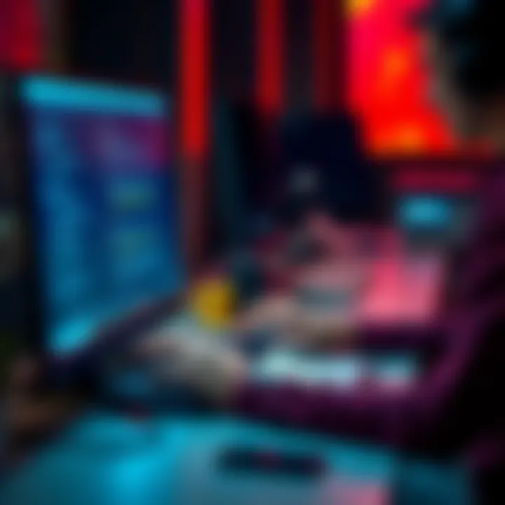 Person engaging with a scammer online Person typing on a computer while interacting with a scammer in a chat window