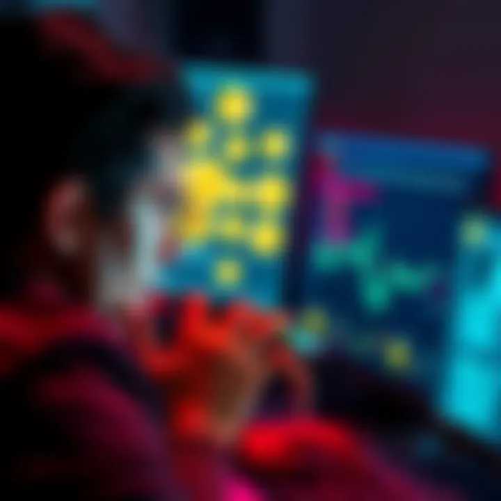 A person looking at a computer screen displaying new cryptocurrency coins, with a worried expression indicating concern over potential scams.