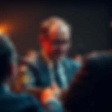 A courtroom scene with a CFO looking distressed as a judge delivers a sentence for embezzling funds.