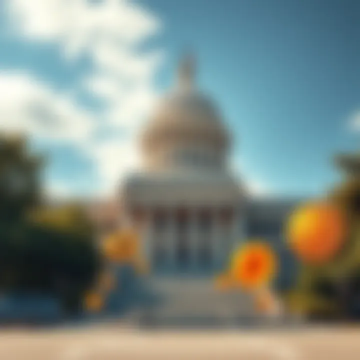 SEC Building with Crypto Symbols The SEC building stands tall, with various cryptocurrency symbols like Bitcoin and Ethereum surrounding it, representing regulatory actions in the crypto market
