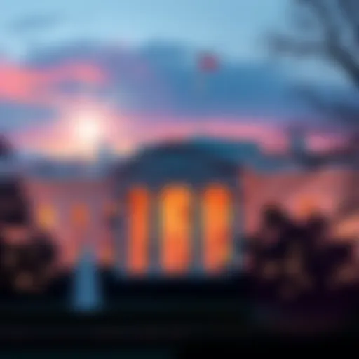 SEC building with a digital currency symbol and White House in the background
