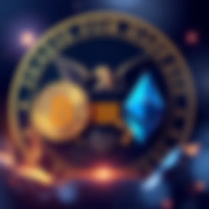 An illustration showing the SEC logo with Bitcoin and Ethereum symbols alongside a depiction of Trump's Truth Social logo.
