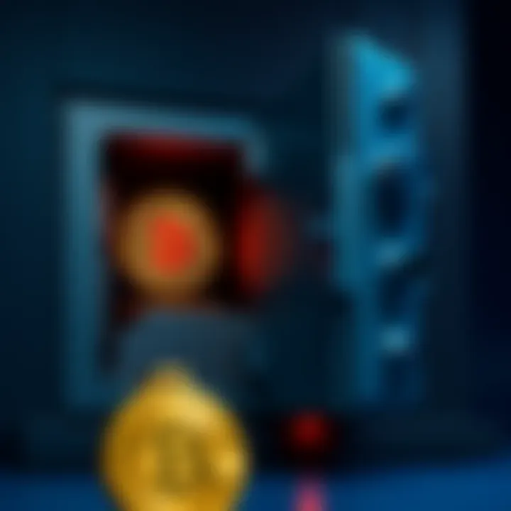 A safe with Bitcoin symbols, illustrating secure offline storage methods for cryptocurrency.