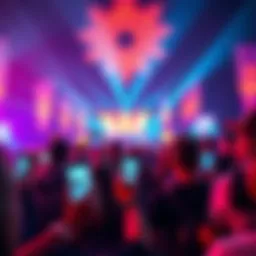 A festival scene with attendees showing digital tickets on their phones at a European festival.