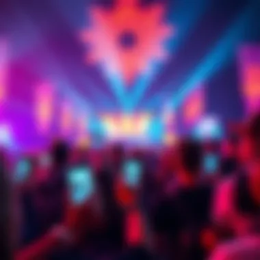 A festival scene with attendees showing digital tickets on their phones at a European festival.