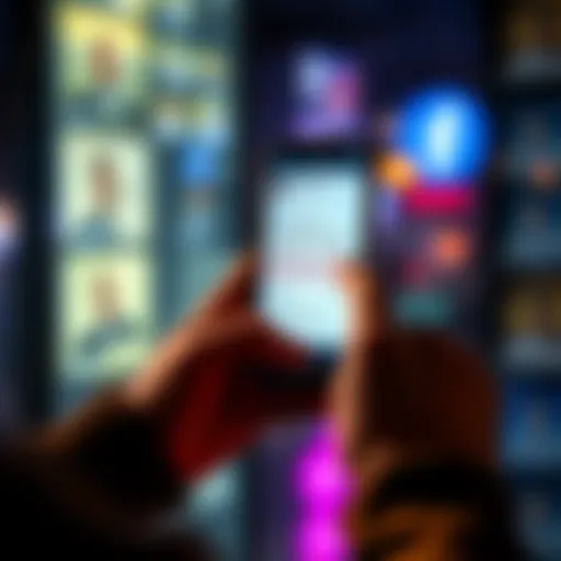 A person looking at a phone displaying a Facebook post with a highlighted seed phrase