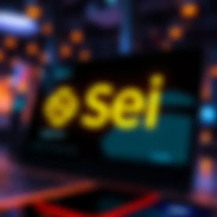 Graphic showing the Sei logo integrated with Ledger Live interface, highlighting cryptocurrency management features.