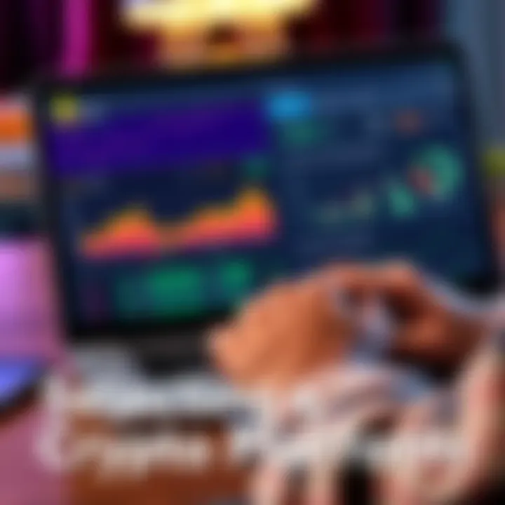 A person comparing different crypto platforms on a laptop, showing charts and options for interest rates and regulations.