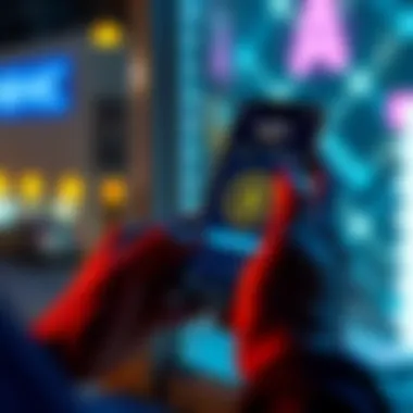 A person using a smartphone app to sell cryptocurrencies for cash