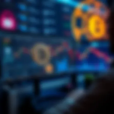 Selling Non-KYC Bitcoin A person trading Bitcoin on a computer, showcasing a centralized exchange platform, with graphics of Bitcoin and security icons in the background.