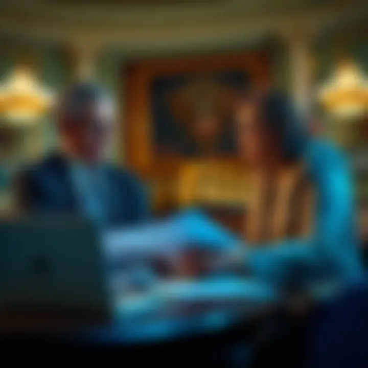 Senators Thom Tillis and Angela Alsobrooks seen discussing the Digital Asset Market Clarity Act with papers and laptops around them.