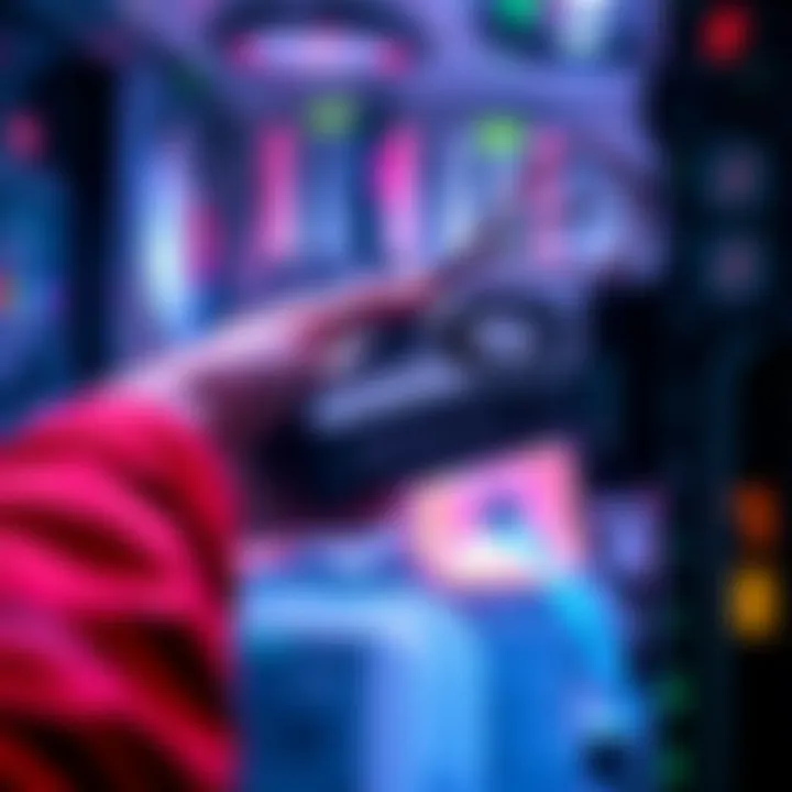 A person connects a GPU to a computer, symbolizing sharing hardware for cryptocurrency in a decentralized network.