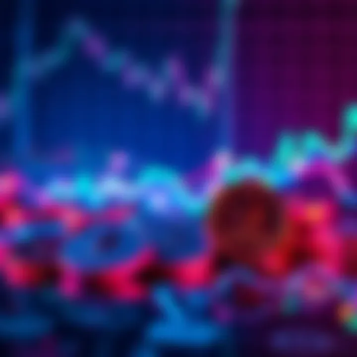 A visual representation of Sharplink's significant $734 million loss with Ethereum symbols and charts showing rising revenue.