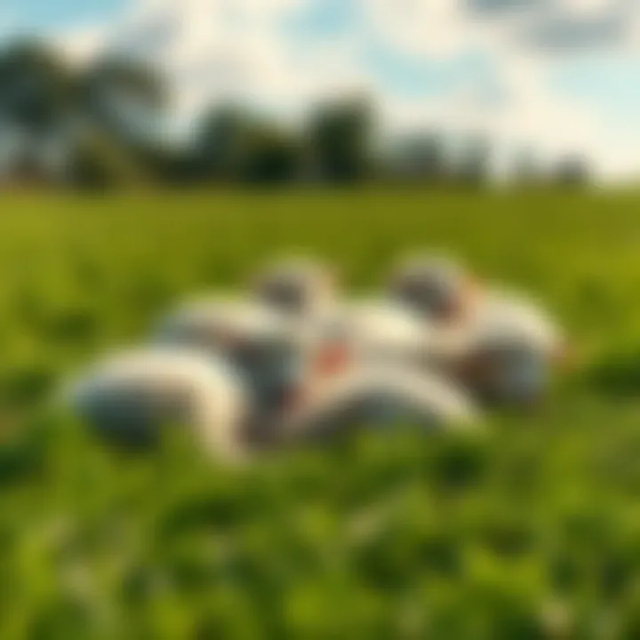 A group of fluffy sheep peacefully napping in a sunny green field