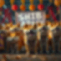 Members of the SHIB Army gather to celebrate new updates with Shiba Inu-themed decorations and banners.