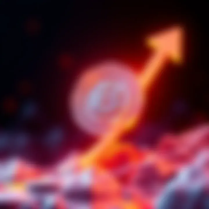 Graphic showing SHIB token symbol with an upward arrow, indicating price increase and market interest