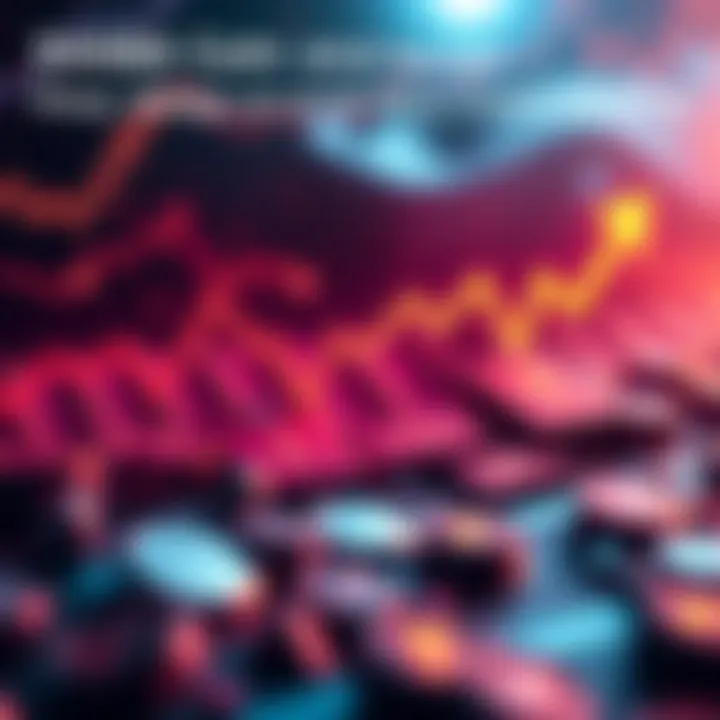 Graphic showing SHIBA Coin rising while other cryptocurrencies decline, with arrows indicating the upward trend