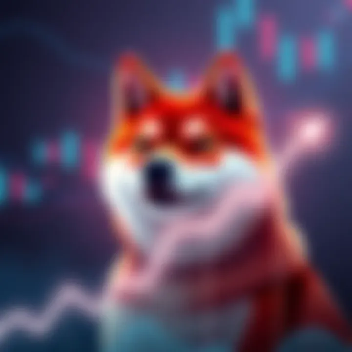 Shiba Inu symbol with a graph showing upward movement, indicating potential price surge