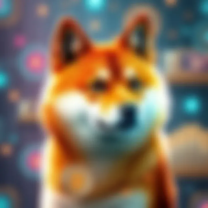 A Shiba Inu dog symbolizing the Shiba coin, surrounded by digital elements representing artificial intelligence, signifying the need for innovation in cryptocurrency.