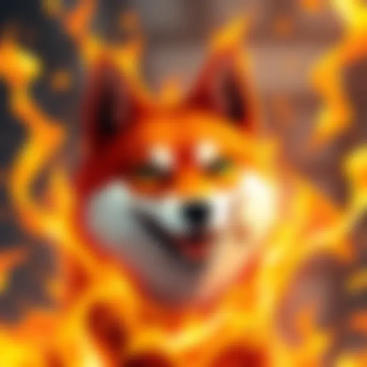 Illustration of Shiba Inu coin with flames representing high burn rate