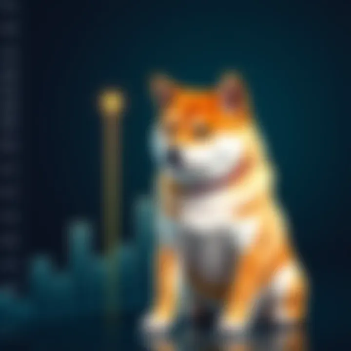 A Shiba Inu dog sitting next to a graph showing an upward trend, symbolizing potential growth in the cryptocurrency market.
