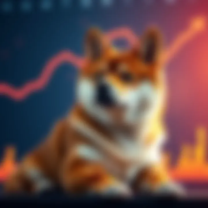 A Shiba Inu dog beside upward-trending graphs representing cryptocurrency growth