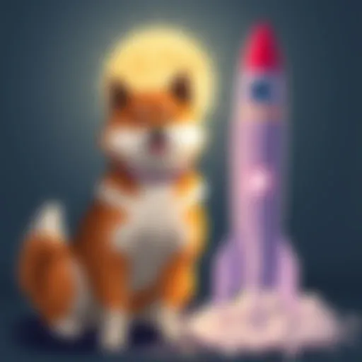 A Shiba Inu dog sitting next to a rocket, symbolizing the potential rise of Shiba Inu cryptocurrency.