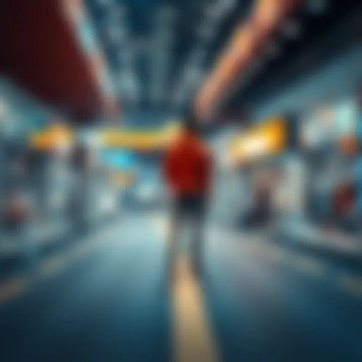 A person stands at a crossroads, contemplating whether to buy now or wait for better prices, with items on display in the background.