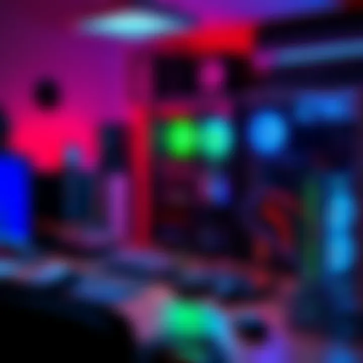 A person setting up a quiet cryptocurrency mining rig at home with computer equipment and cables.