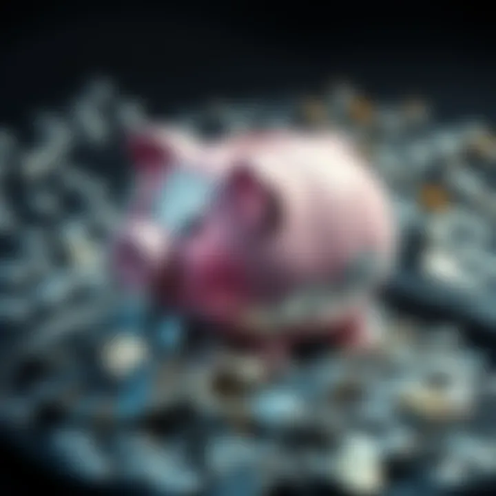 A broken piggy bank spilling silver coins, representing the potential loss in the silver market