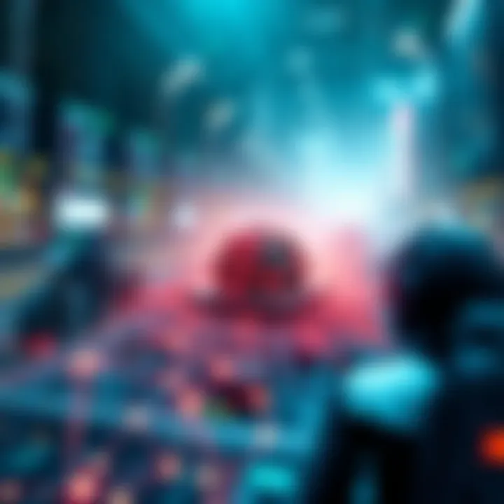 Illustration of a single network node processing multiple transactions amidst a busy popular node, showing potential overload and hardware stress.