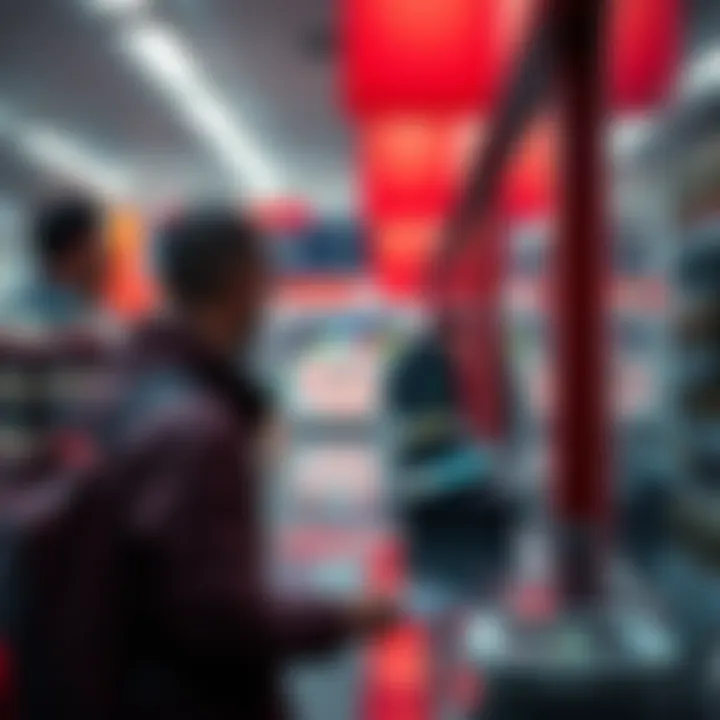 A customer waiting at a store checkout while a payment transaction takes longer than expected.