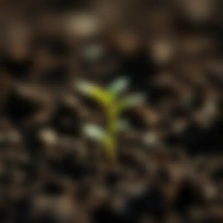 A small green plant emerging from the soil, symbolizing growth and progress in personal development.