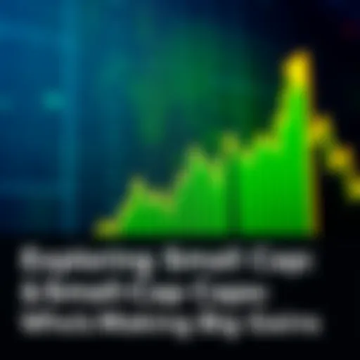A stock market graph showing upward trends with small companies highlighted, representing significant gains in small-cap investments.