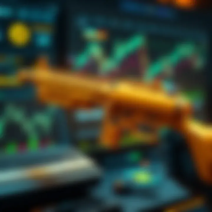 A visual representation of the Banana Gun sniping bot on the Solana blockchain, highlighting its interface and features in action, with charts showing trading activity.