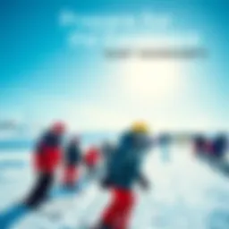 Group of people enjoying winter sports like skiing and snowboarding during Hunt Snowdown