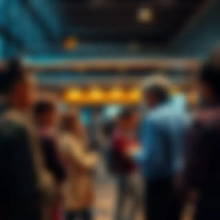 A group of people discussing pressing societal issues in a public space, showing diverse participants engaged in conversation.