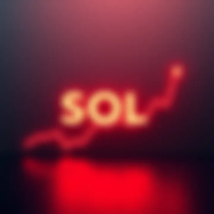 A graphic showing the strength of SOL price amidst low on-chain activity, featuring a line graph with upward trends over a muted background.