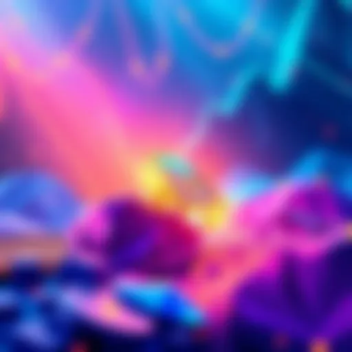 An illustration of the Solana blockchain symbolizing growth with vibrant colors and investor activity around it.