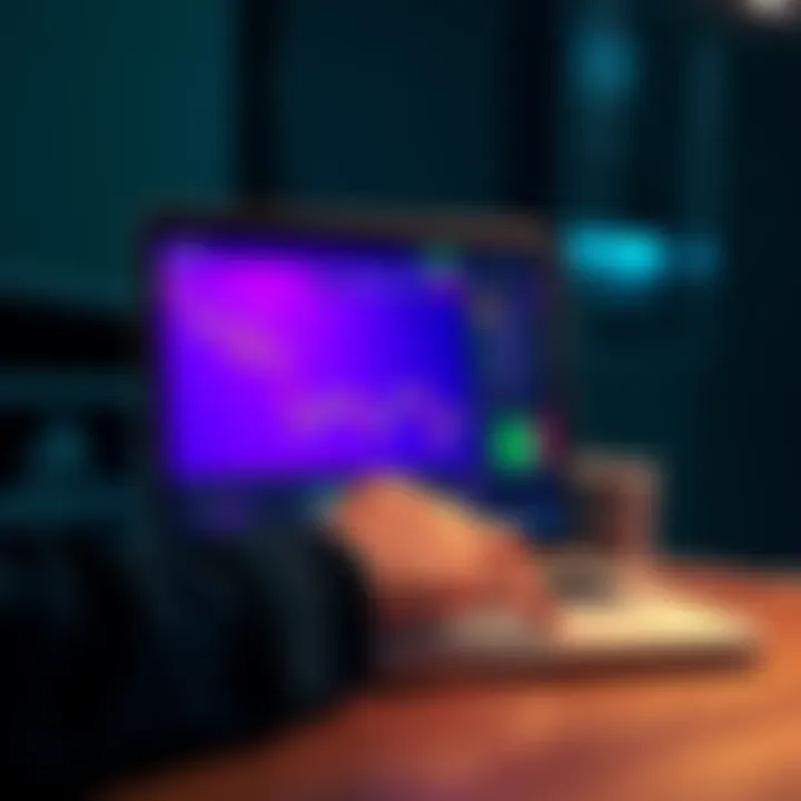 A user interacting with the Solana platform on a laptop, showing a simple and clean interface for trading and DeFi activities.