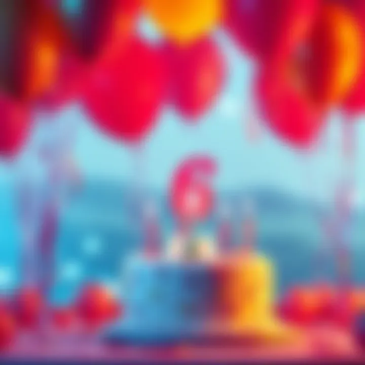 A festive scene with balloons and a cake decorated with Solana's logo, symbolizing its 6th birthday celebration.