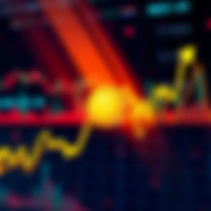 A graph showing the fluctuations in Solana's market value with an upward trend in the background and financial symbols, representing investment strategies.