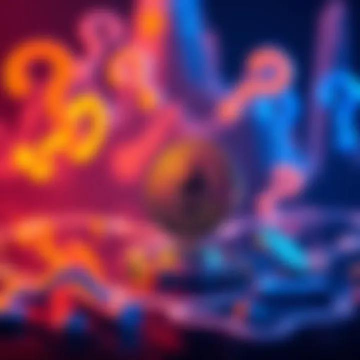 A graphic representing Solana's cryptocurrency surrounded by question marks, indicating uncertainty about its future performance compared to Ethereum.