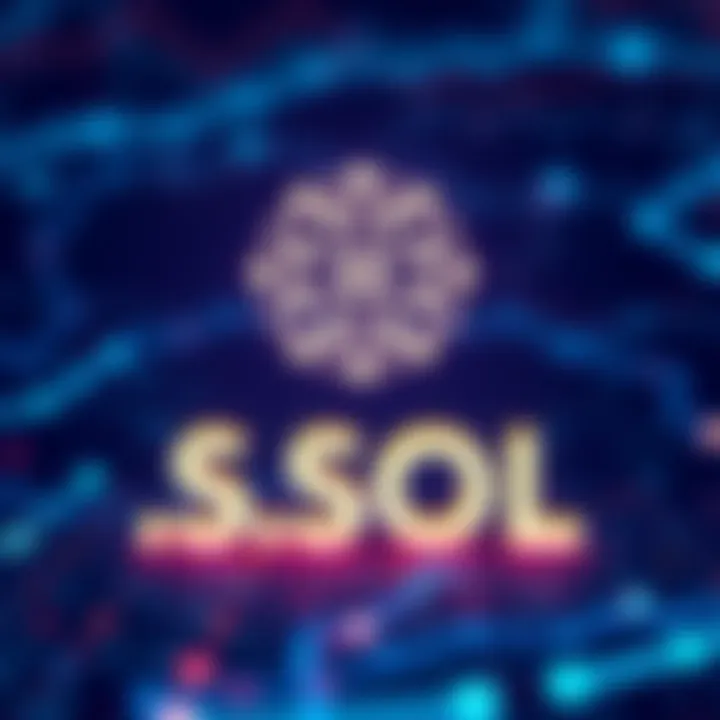 Solana Foundation logo with .SOL domain text Logo of Solana Foundation alongside text showing .SOL domain, symbolizing the introduction of a new top-level domain for blockchain identities.