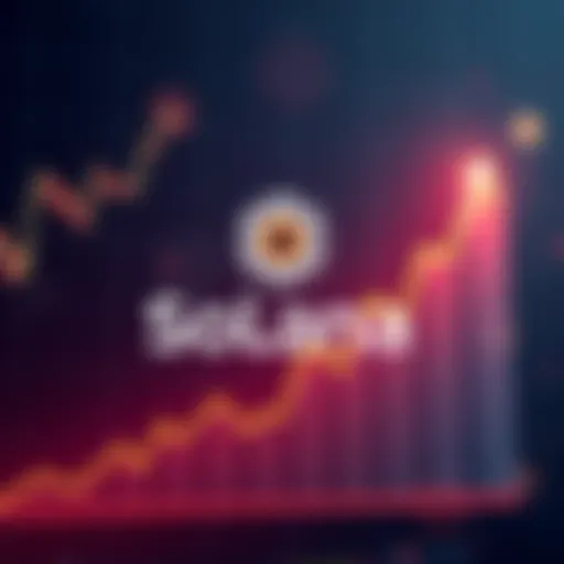 The Solana logo alongside an upward trending cryptocurrency chart, symbolizing growth and competition in the market.
